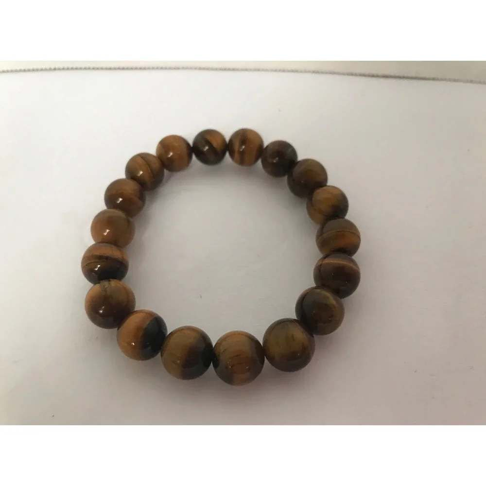 Bracelet‎ brown round natural glossy beads bangle Stretchy howlite earth tones